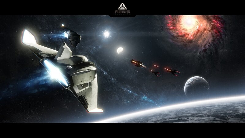 Spaceships in Space — Black, Dramatic, Digital Art, Planet