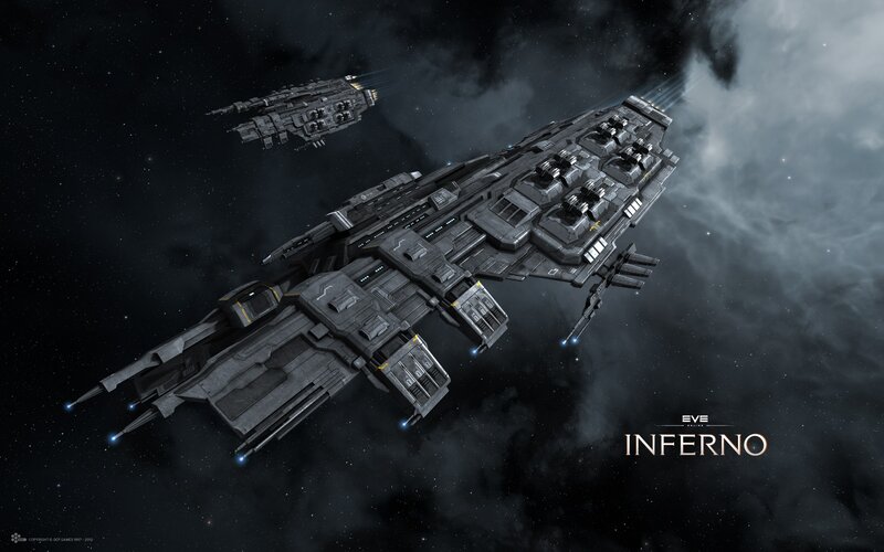 Spaceships in Space — Black, Dramatic, Night, Digital Art, Starfield, Nebula, Spacecraft