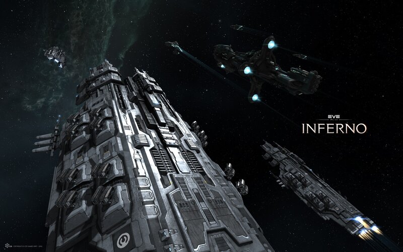 Spaceships in Space — Black, Dramatic, Night, Digital Art, Starfield, Nebula