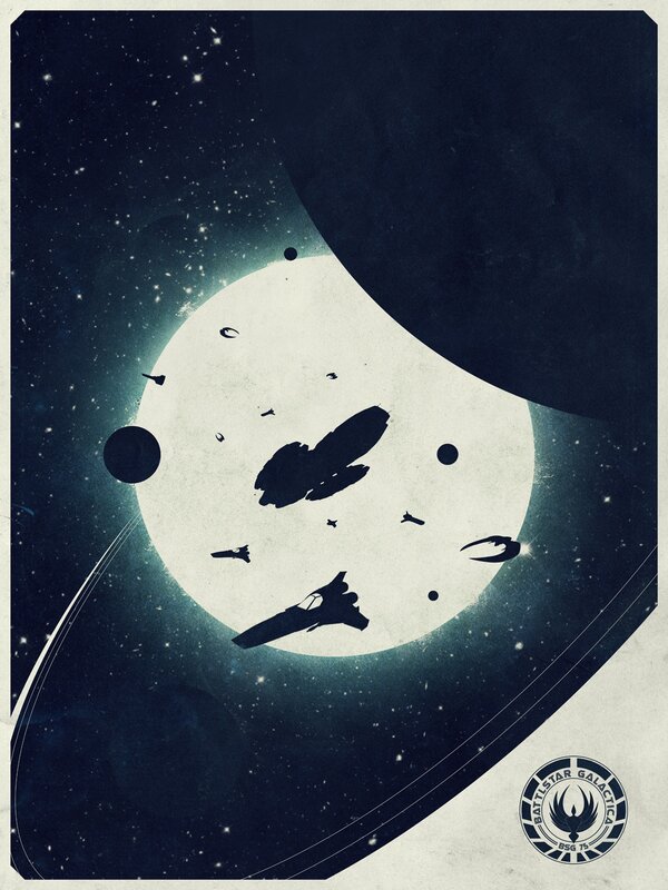 Spaceships in Space — Blue, Dramatic, Night, Illustration