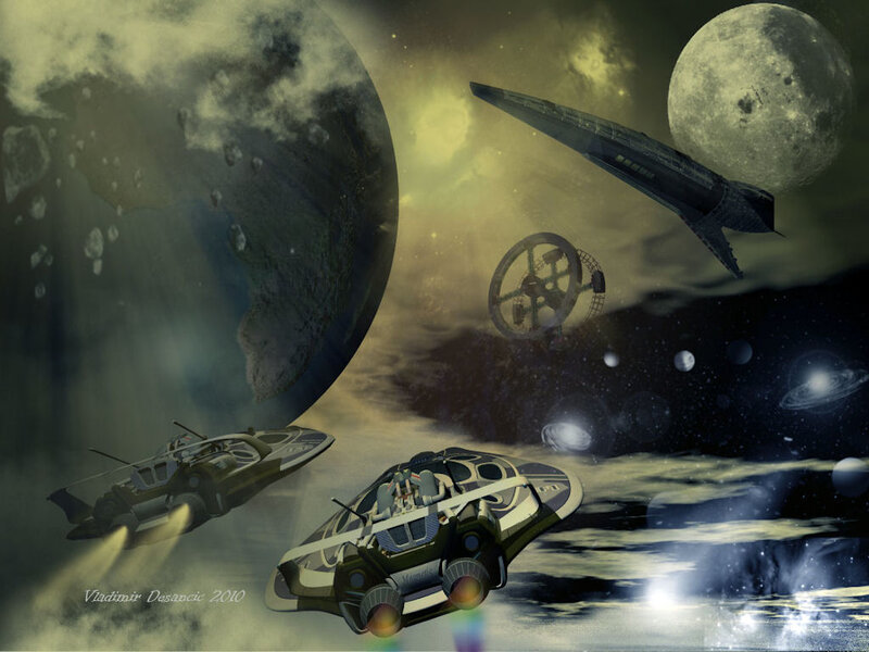 Spaceships in Space — Green, Dramatic