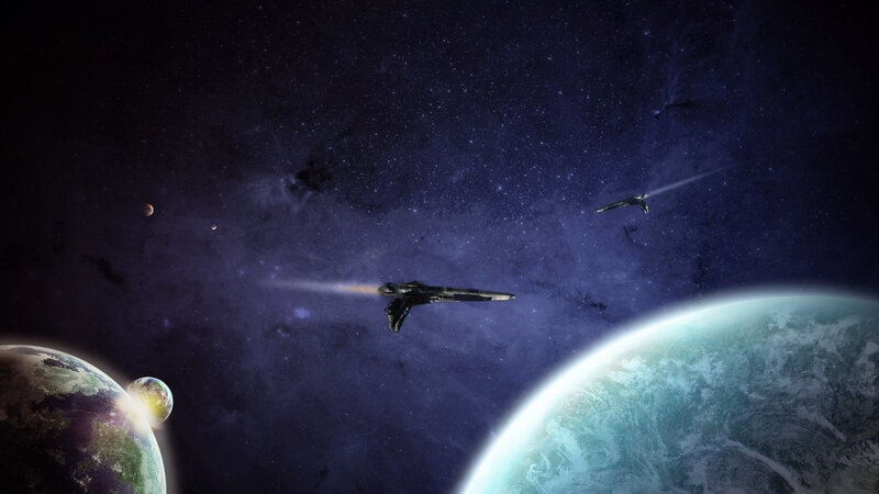 Spaceships in Space — Purple, Dramatic