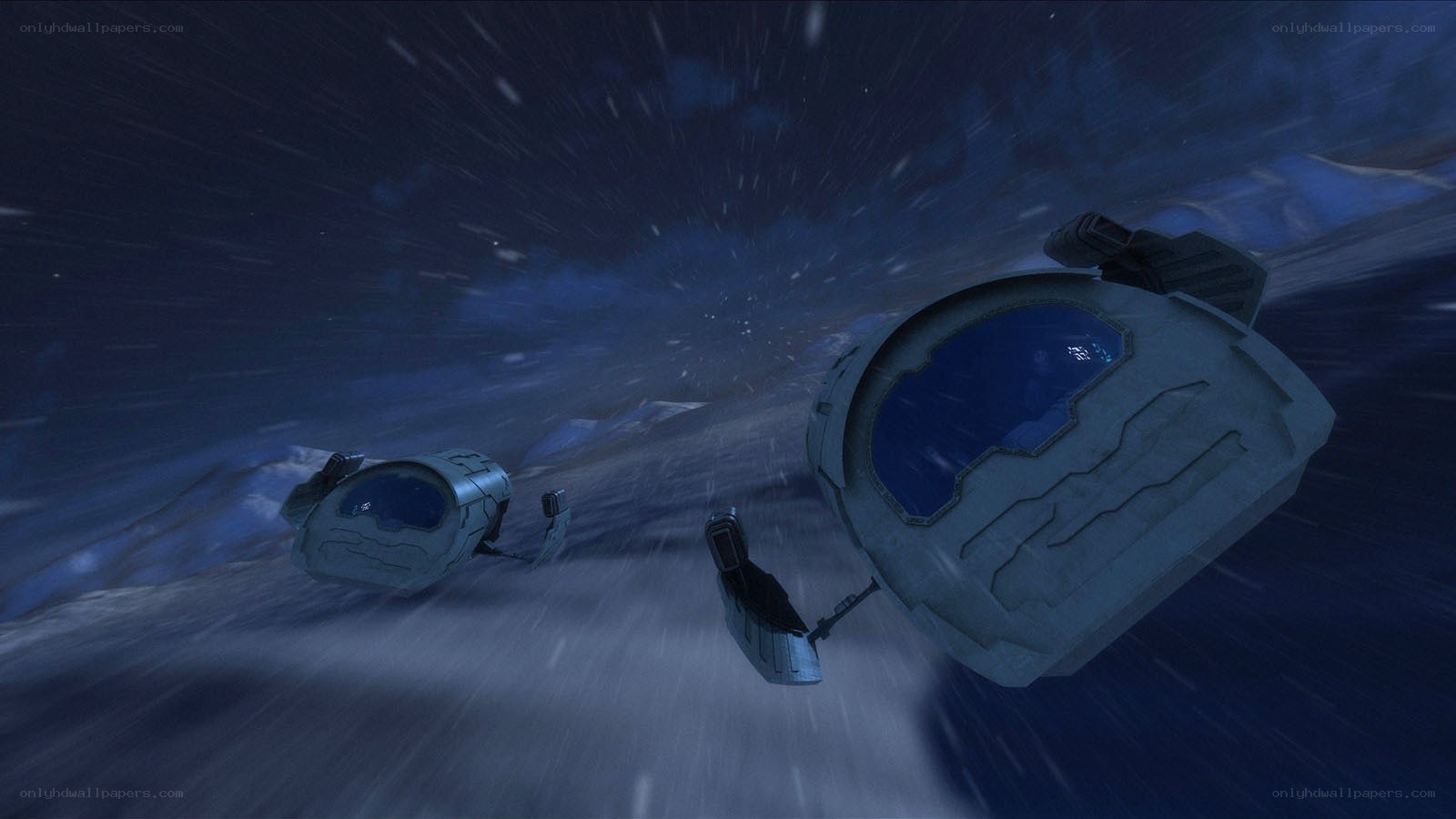 spaceships in space