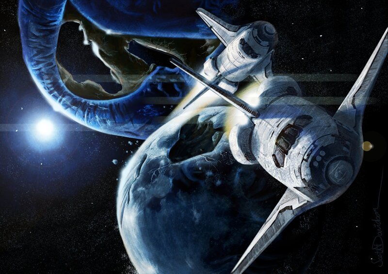 Spaceships near a damaged planet