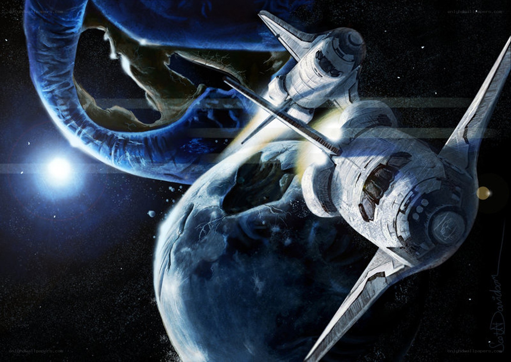 Spaceships near a damaged planet