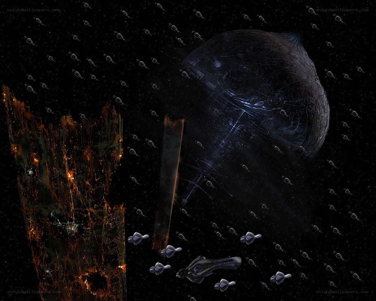Spaceships near a large asteroid