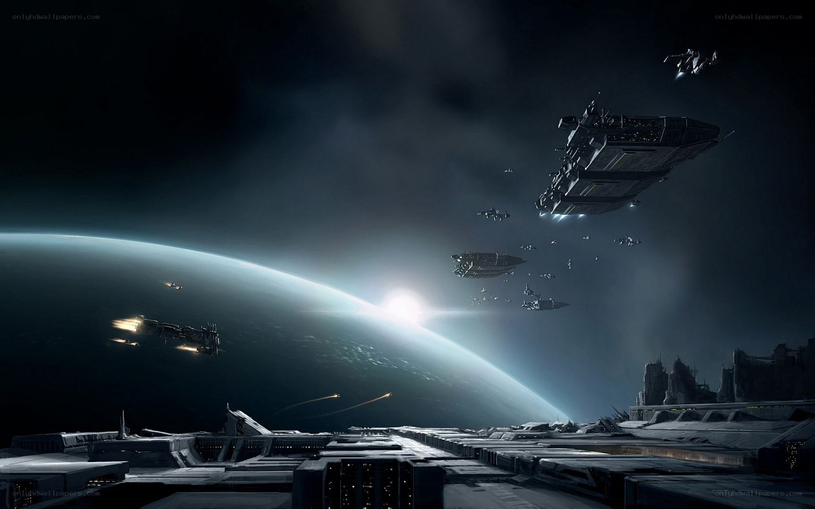 Spaceships near a planet