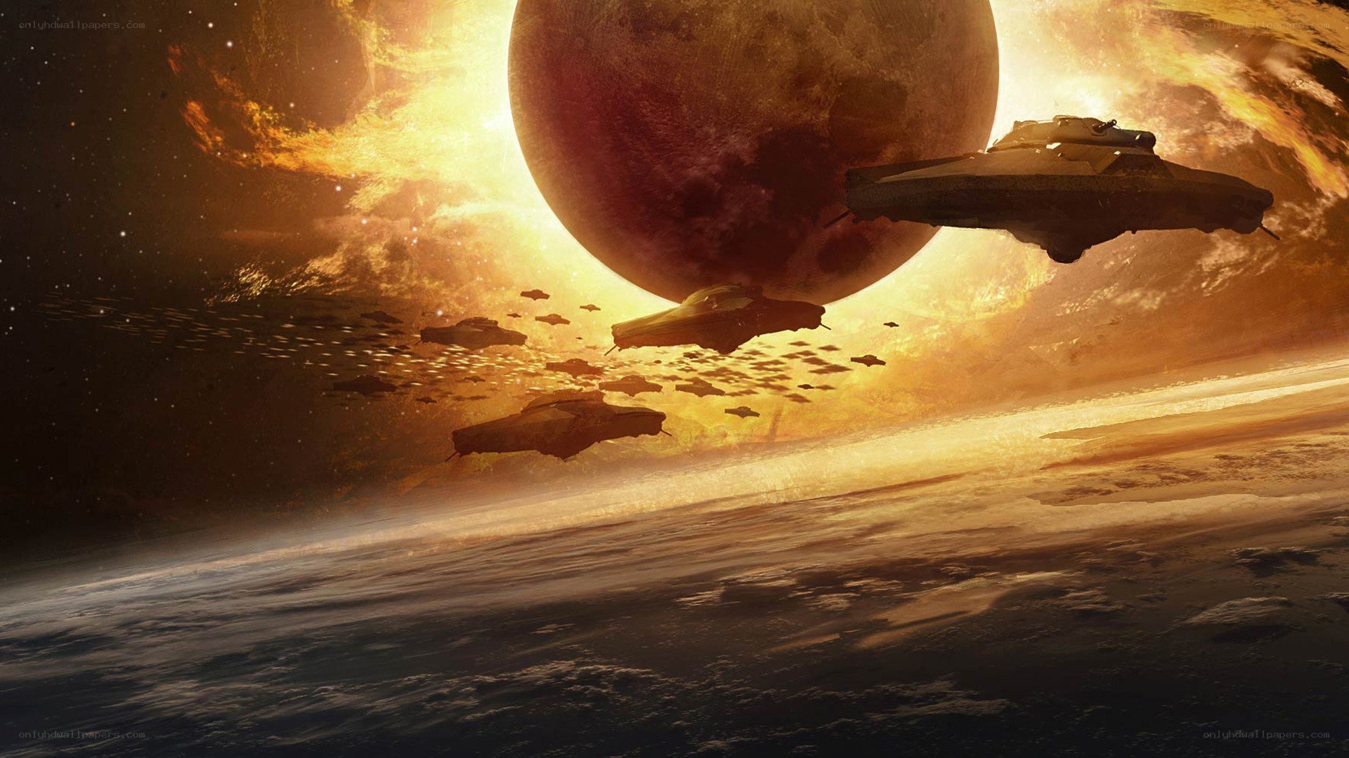 Spaceships near a planet