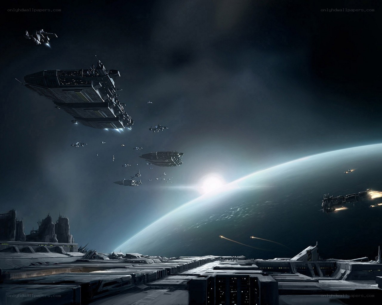 Spaceships near a planet