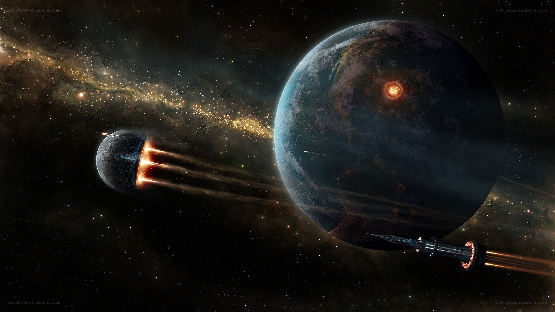 Spaceships near a planet