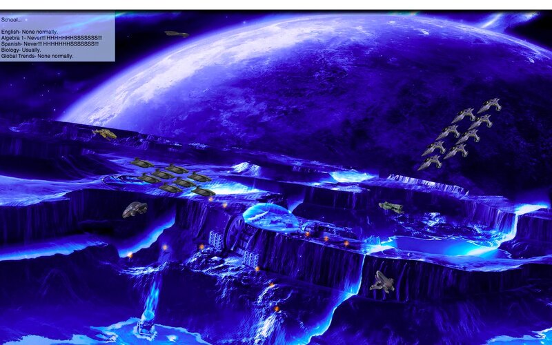 Spaceships Near Alien Planet — Blue