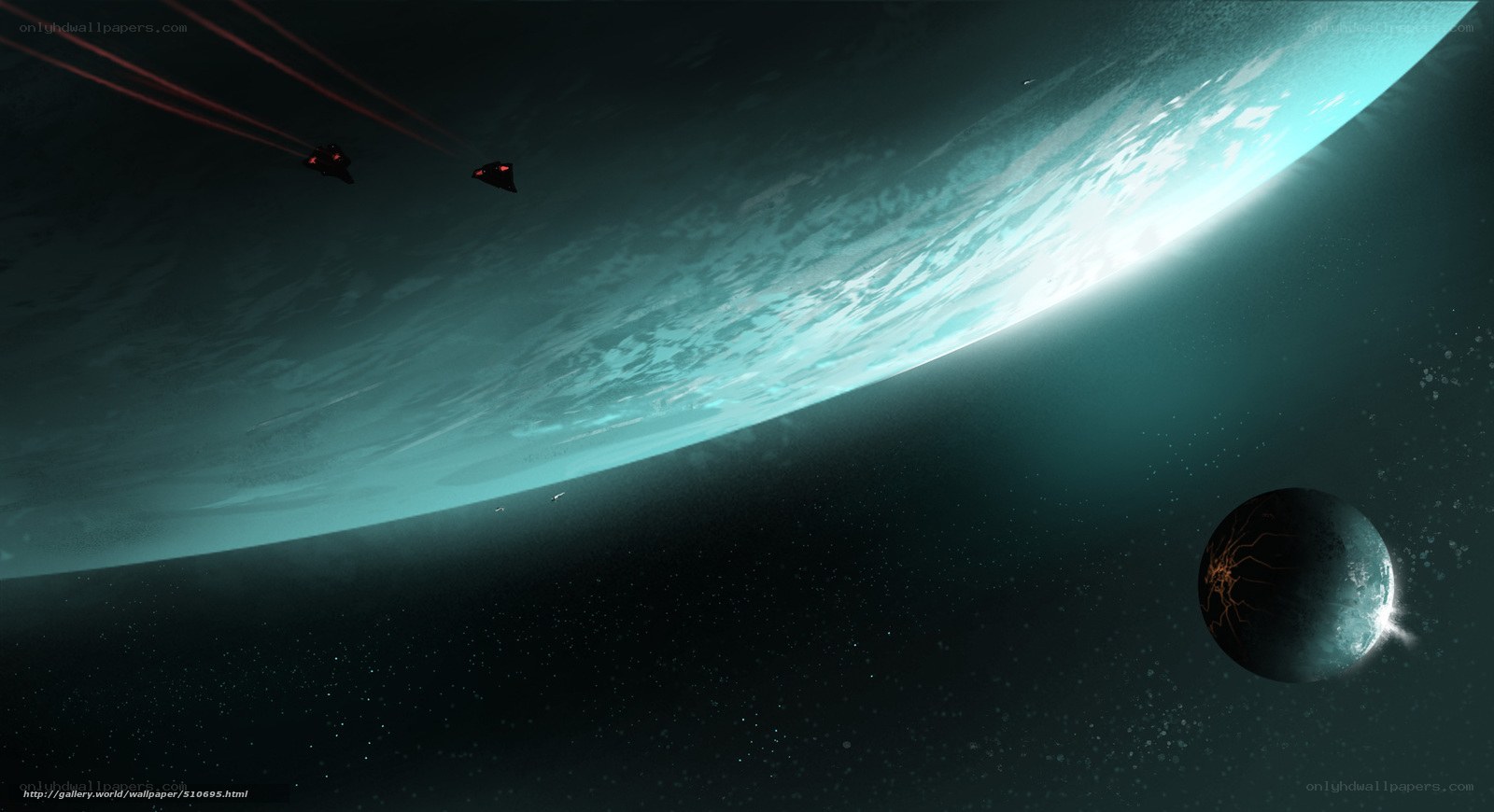 Spaceships near alien planet