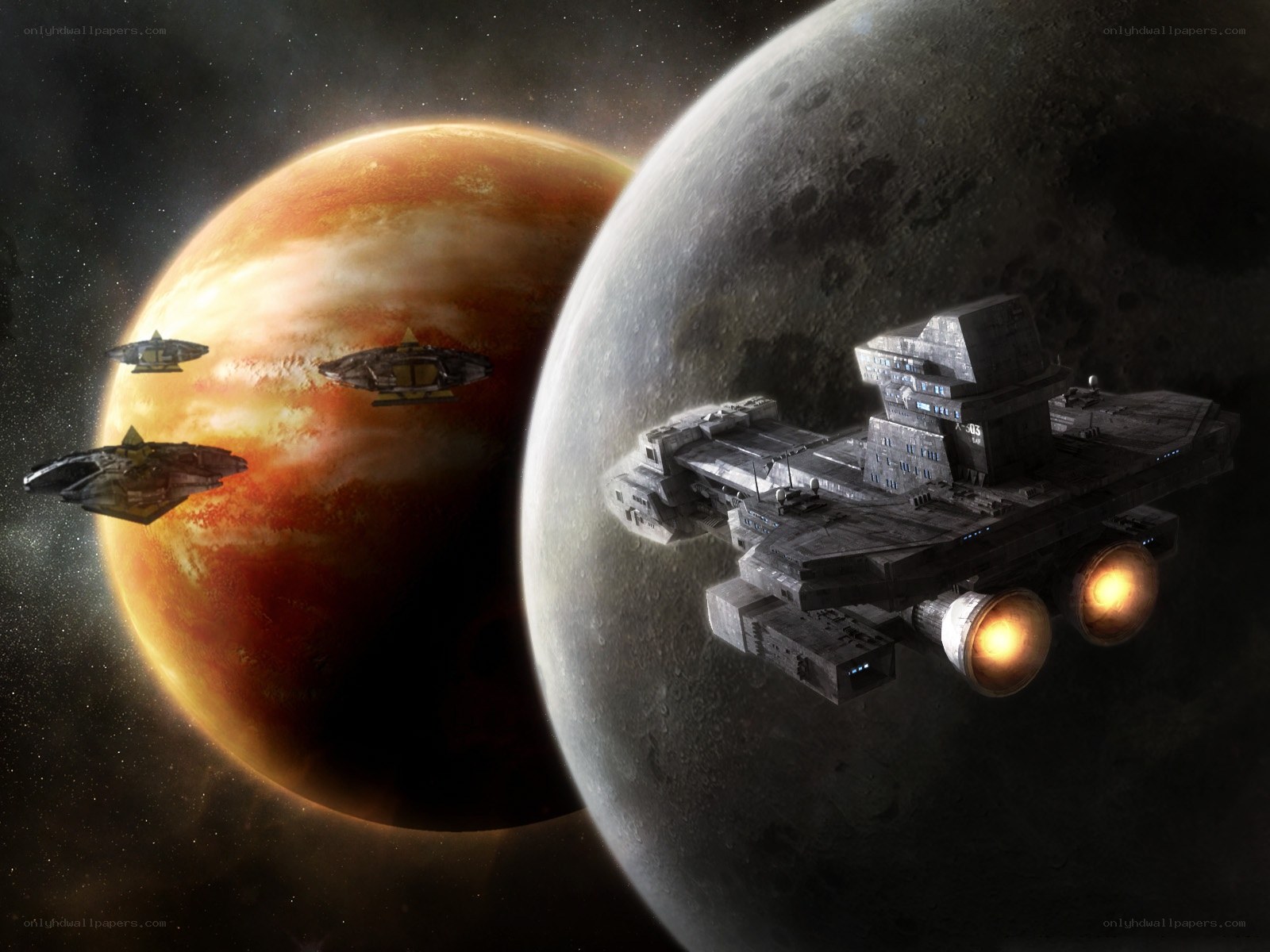 Spaceships near alien planets