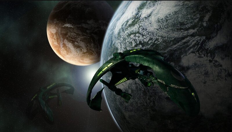 spaceships near alien planets