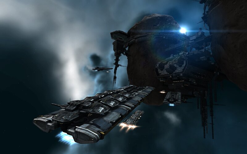 Spaceships Near Asteroid