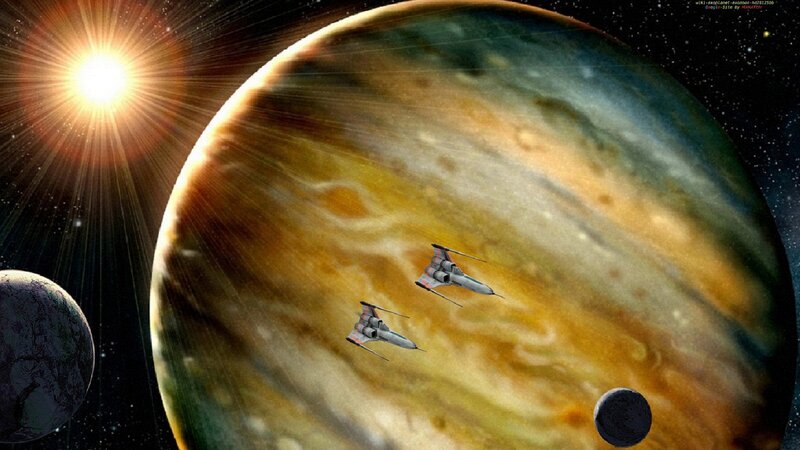 Spaceships Near Gas Giant — Brown