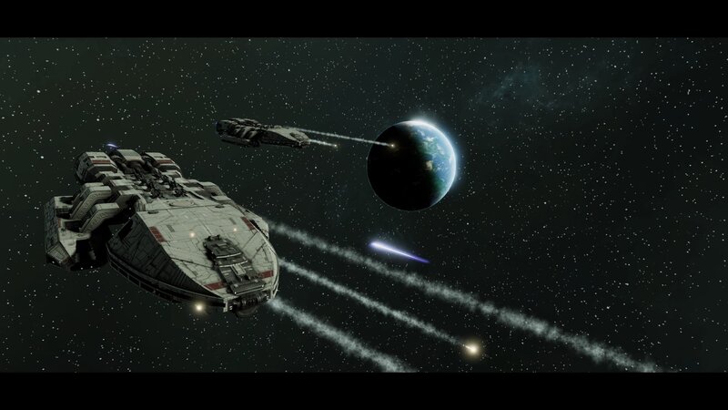Spaceships Near Planet — Black, Dramatic, 3d Render