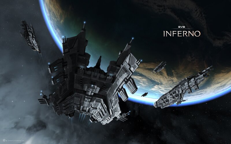 Spaceships Near Planet — Black, Dramatic, Night, Digital Art, Space