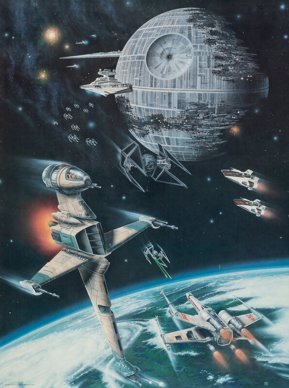 Spaceships Near Planet — Blue, Dramatic, Illustration