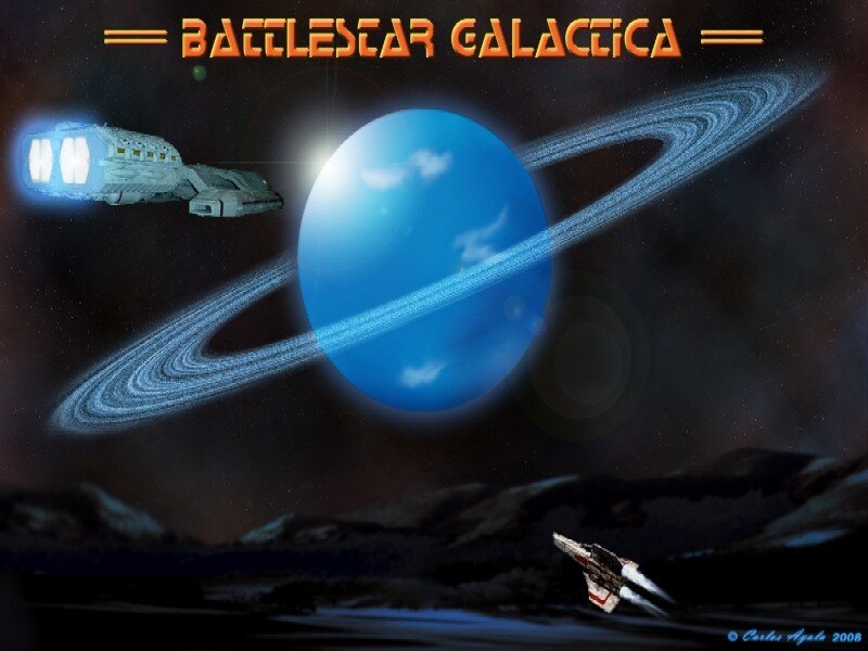 Spaceships Near Planet — Blue, Dramatic, Night