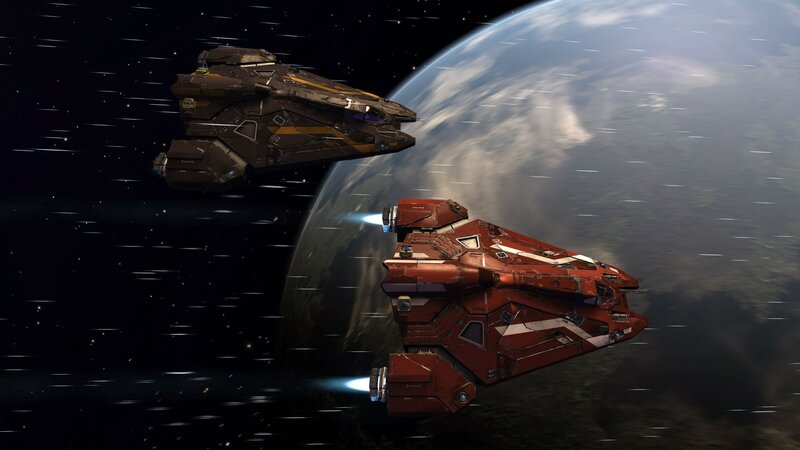 Spaceships Near Planet — Red, Dramatic, 3d Render