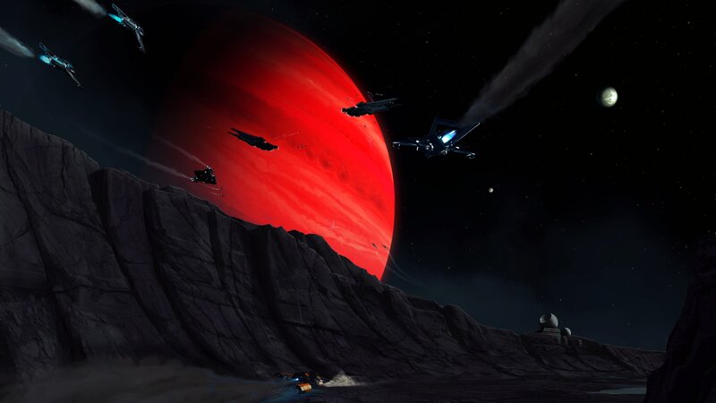 Spaceships Near Red Planet — Dramatic