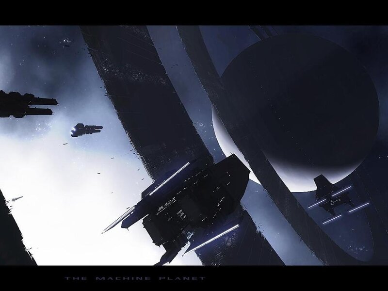 Spaceships Near Ringed Planet