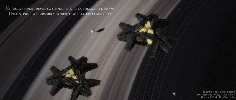 Spaceships near Saturn's rings