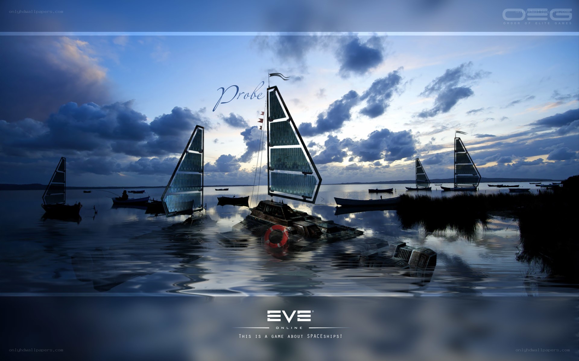 Spaceships on a calm lake
