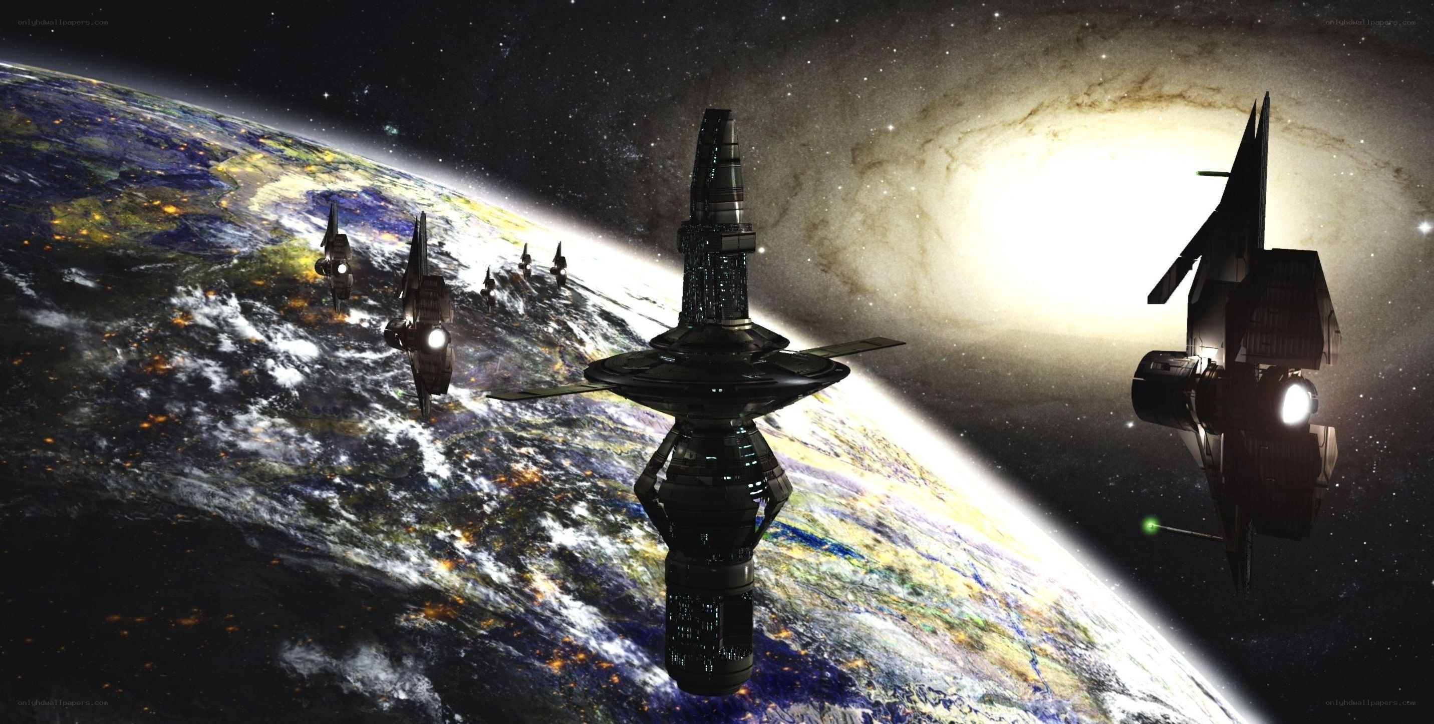 Spaceships orbiting a planet
