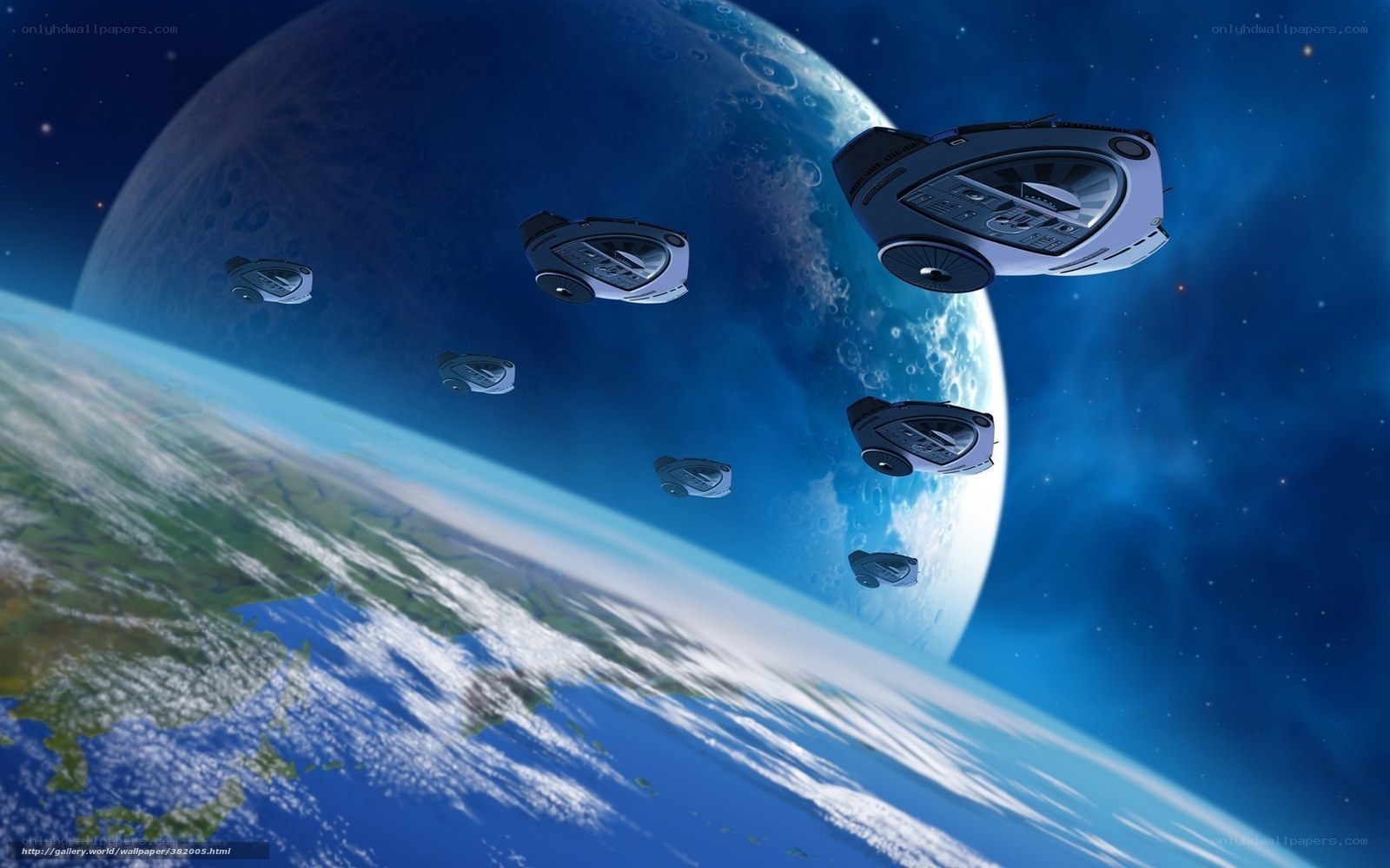 Spaceships orbiting a planet