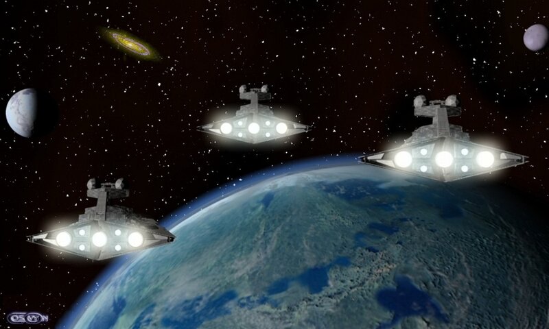 spaceships orbiting a planet