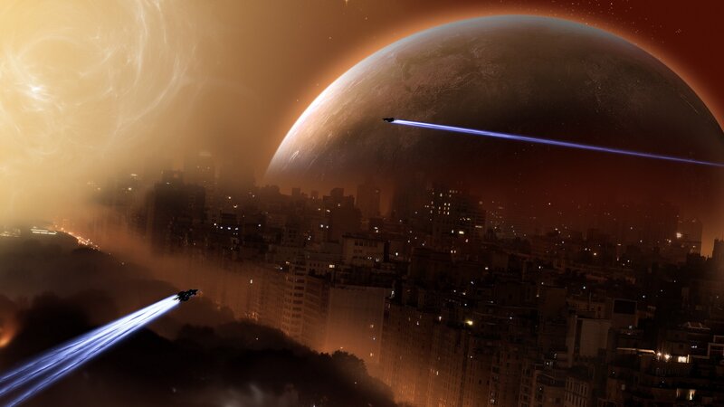 Spaceships over Alien City