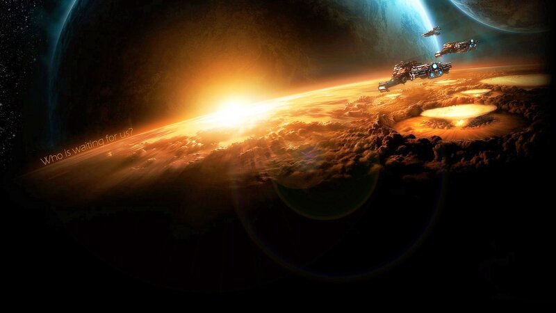 Spaceships over alien planet
