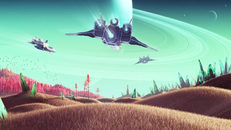 Spaceships over Alien Planet — Green