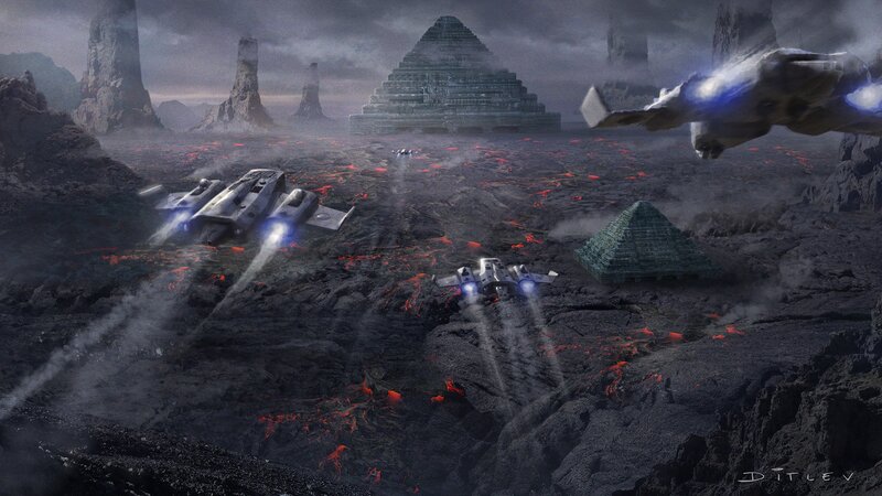 Spaceships over Lava Field