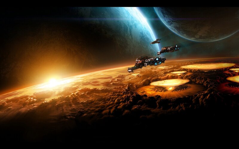 Spaceships over Planet — Dramatic