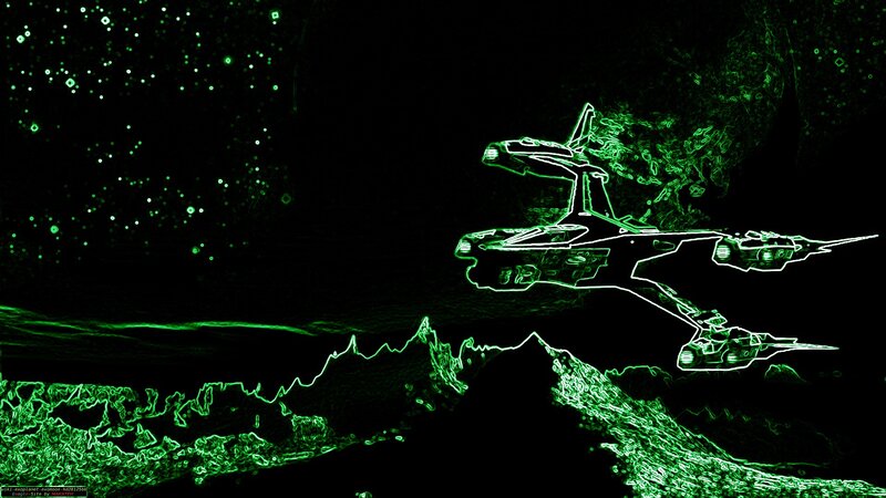 Spaceships over Planet — Green