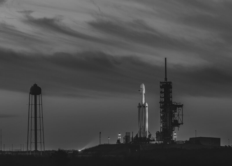 SpaceX Rocket on Launchpad — Black