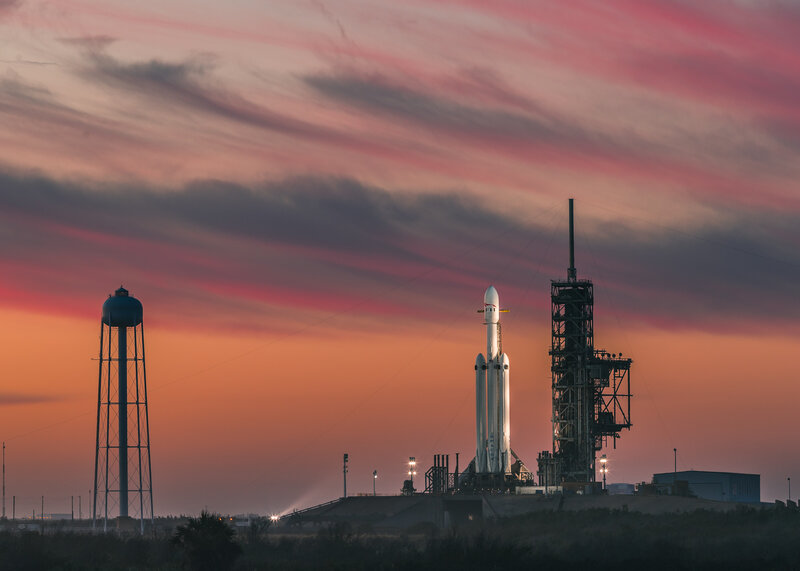 SpaceX Rocket on Launchpad — Orange