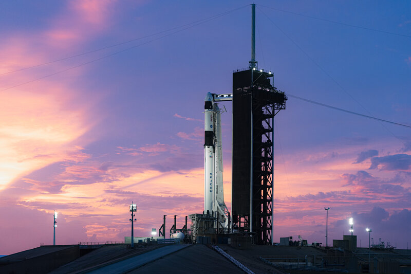 SpaceX Rocket on Launchpad — Purple