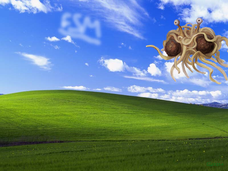 Spaghetti monster in a field