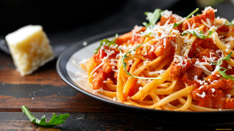 Spaghetti with Tomato Sauce — Red, Appetizing, Photograph, Cheese