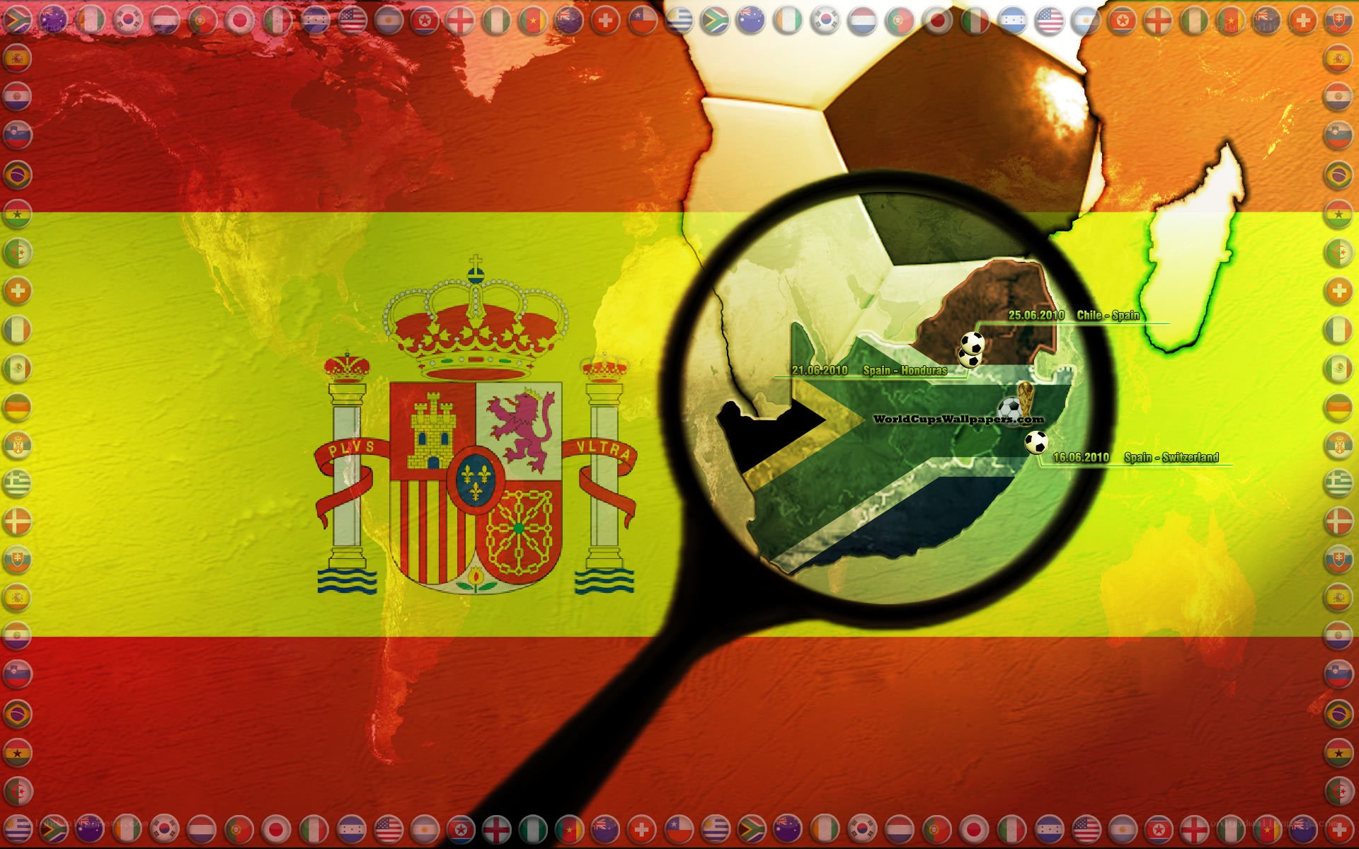 Spain flag with World Cup matches