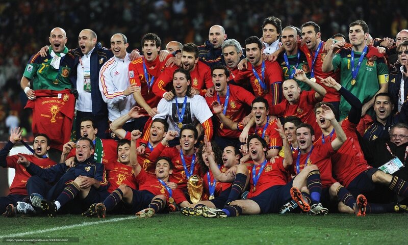 Spain football team celebrates victory