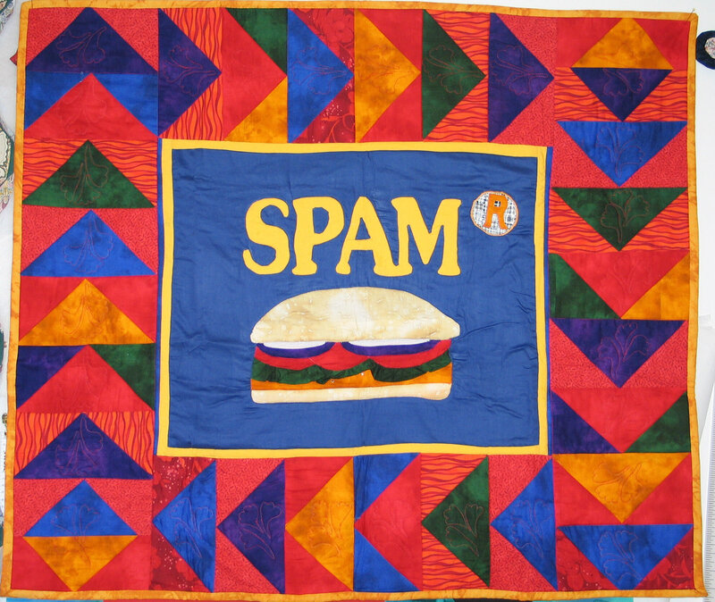 Spam-themed quilt artwork