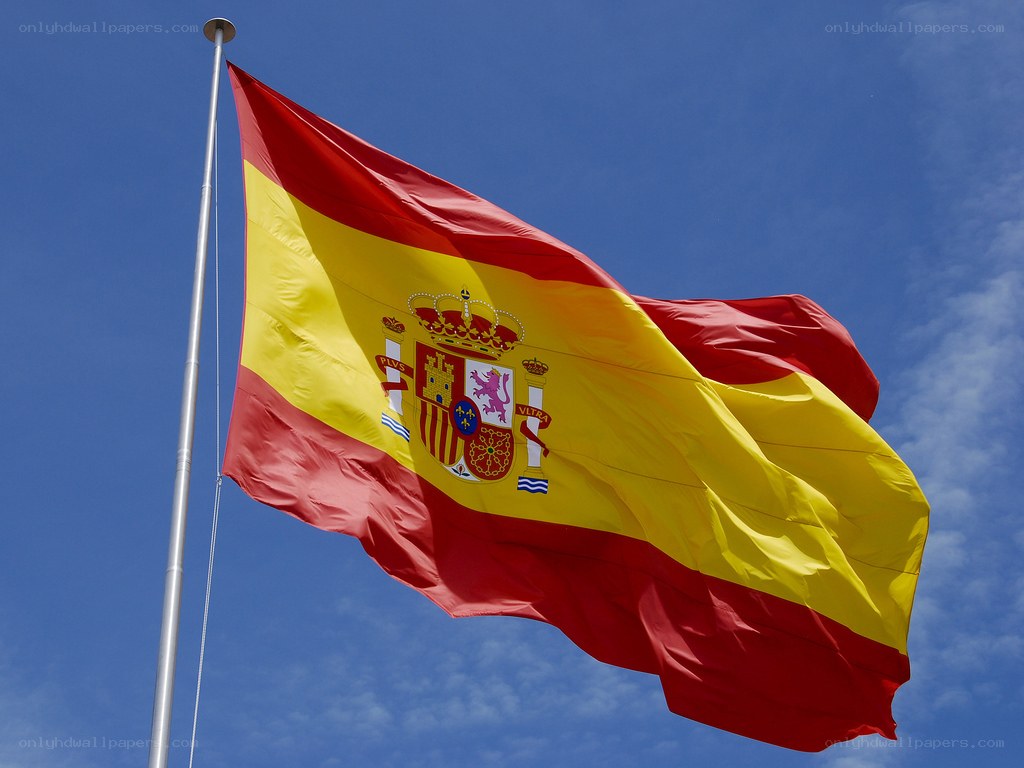 Spanish flag waving in the wind