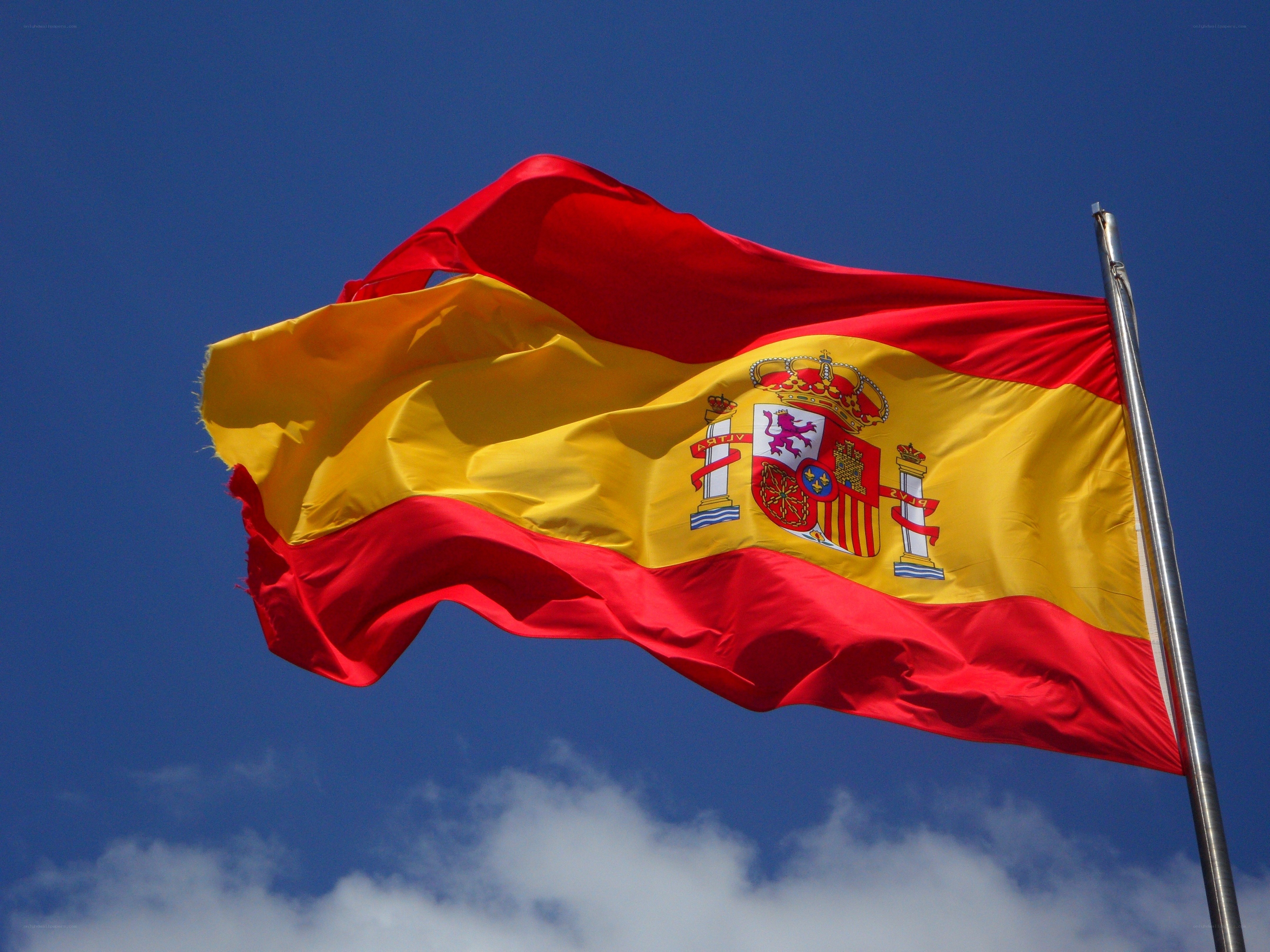 Spanish flag waving in the wind