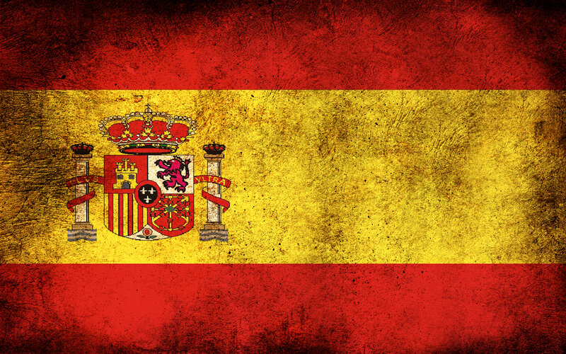 Spanish Flag with Coat of Arms — Red, Patriotic, Illustration