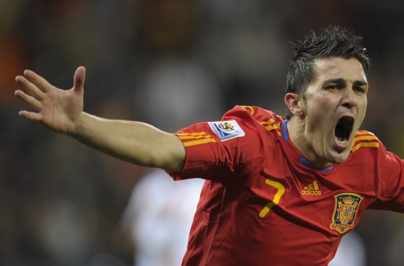 Spanish football player celebrating